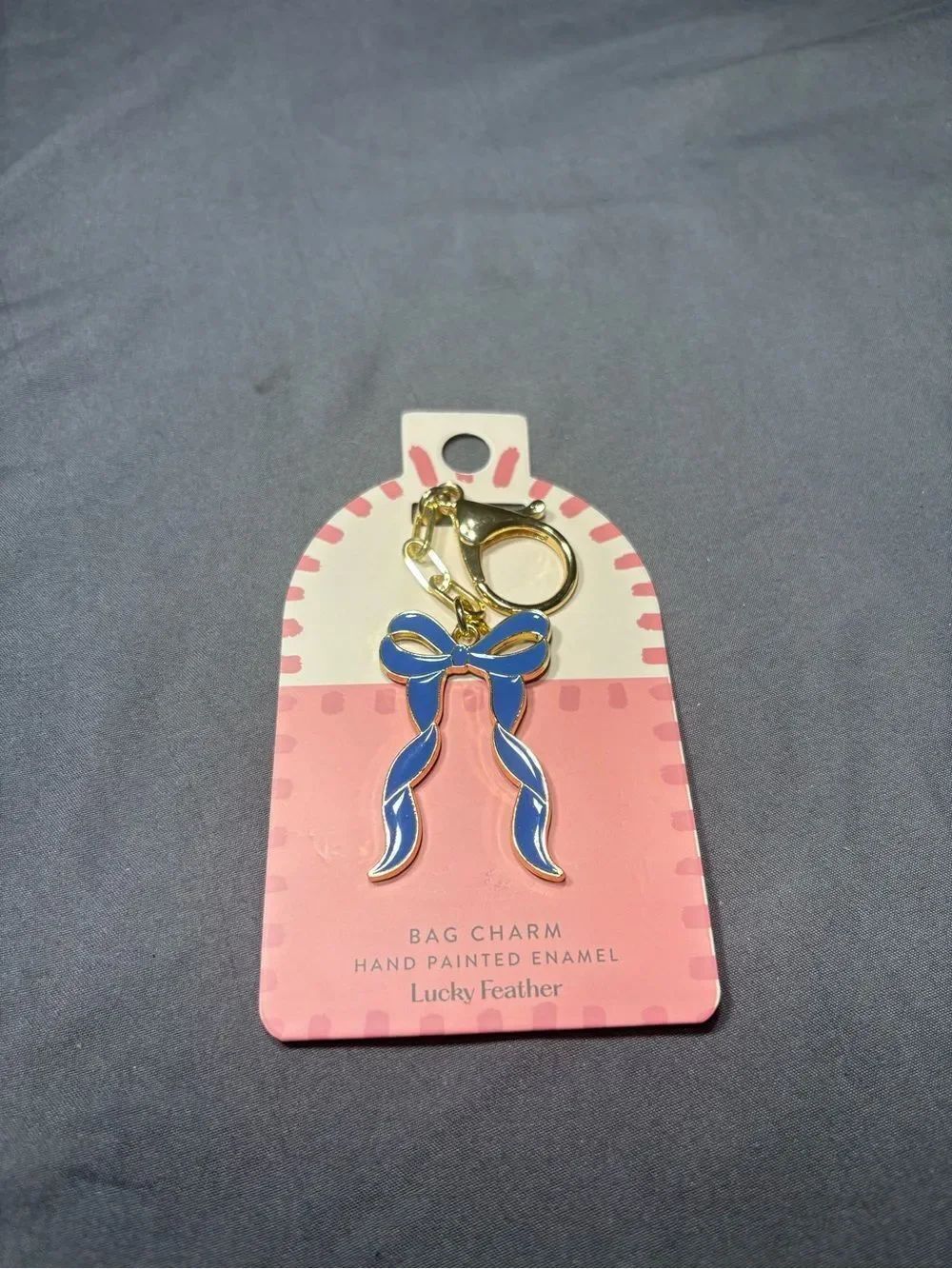 New Blue Enamel Bow Bag Charm